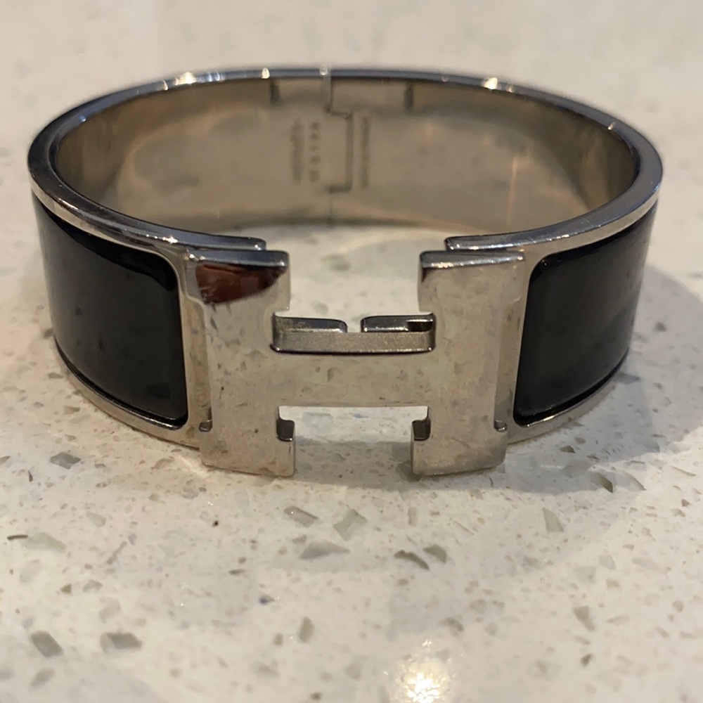 HERMÈS BRACELET BLACK AND SILVER
